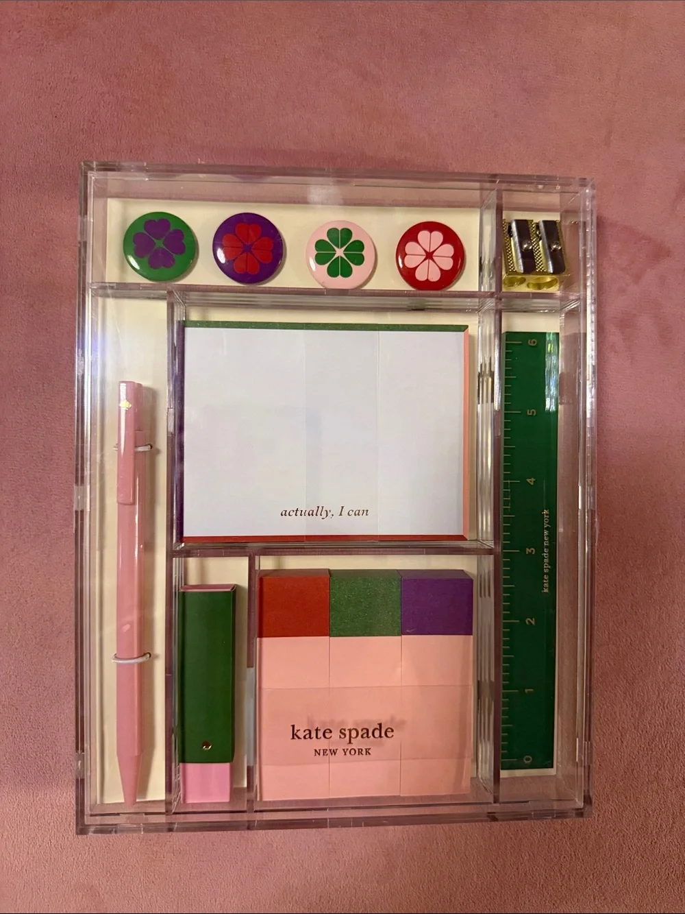 kate spade Pink, Green & Purple Desk Accessory Set